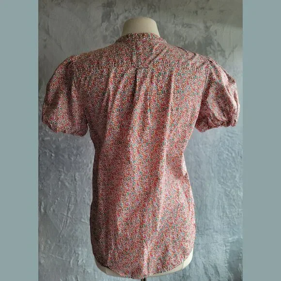 J CREW LIBERTY Eloise Floral Print Puff Sleeve Top Size 6 Button Up Classic-Fit - Picture 4 of 9
